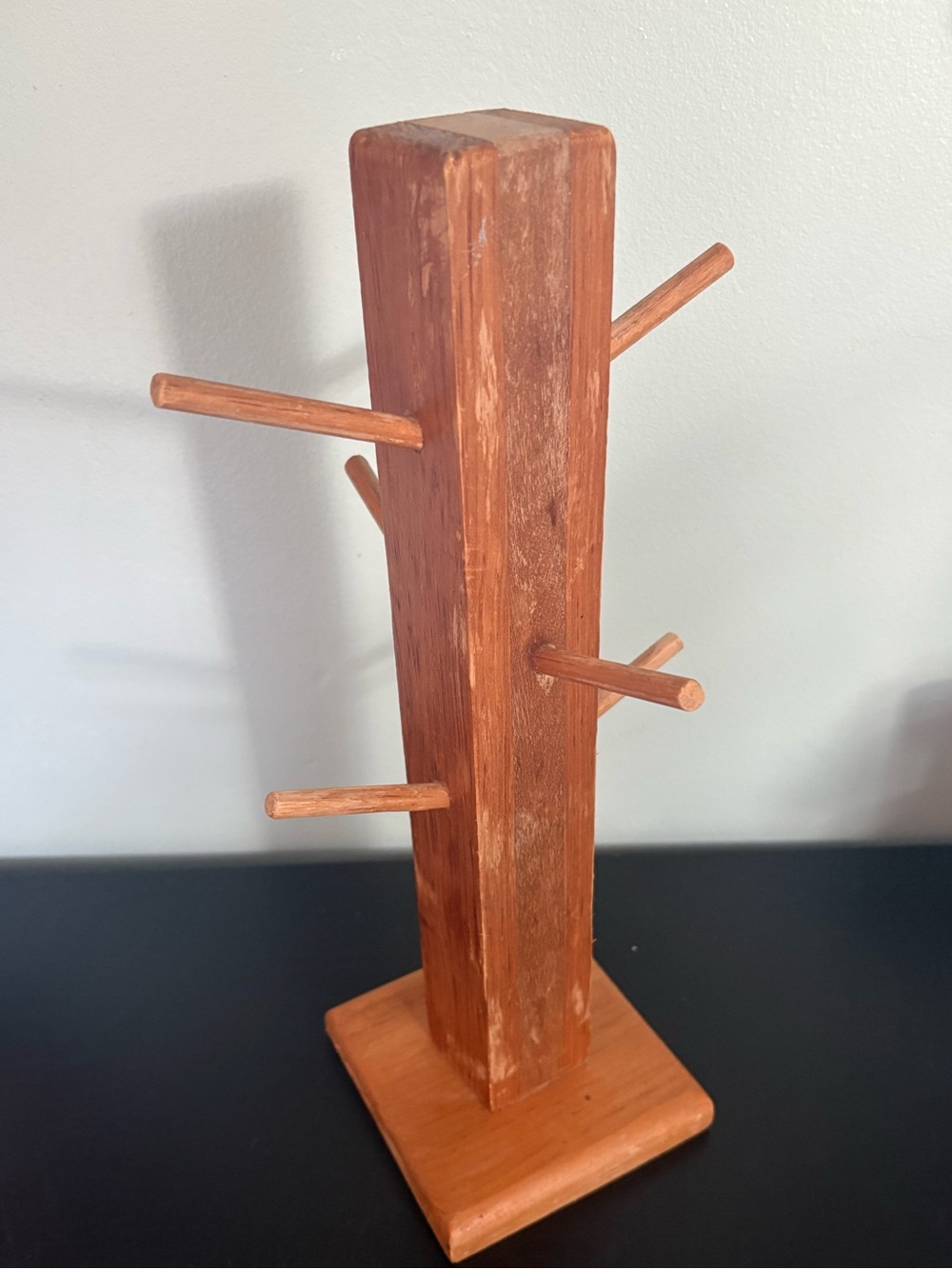 Rustic Hand Carved Mug Tree Stand